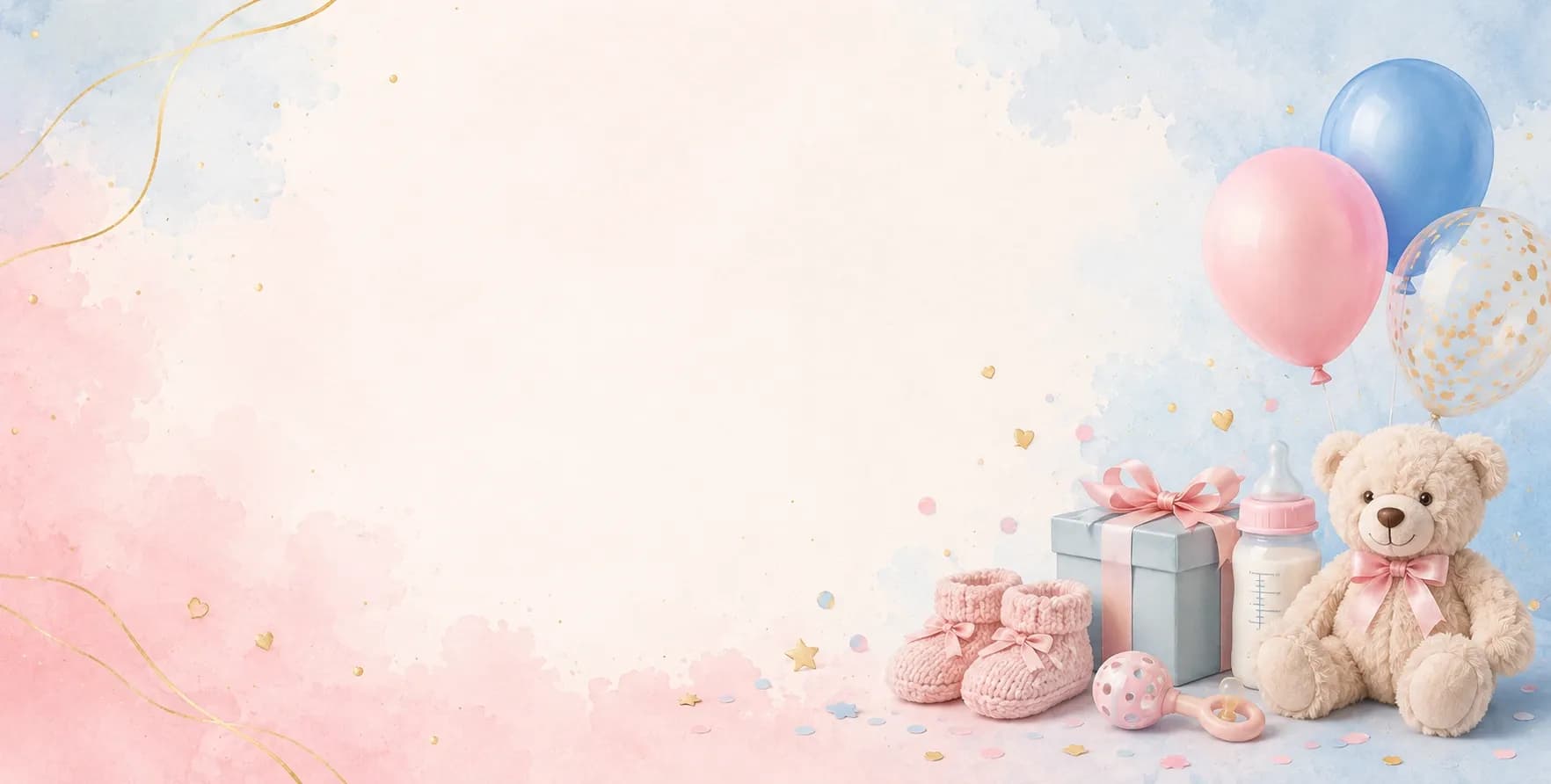Baby shower digital invitation card with soft pink and blue pastel theme